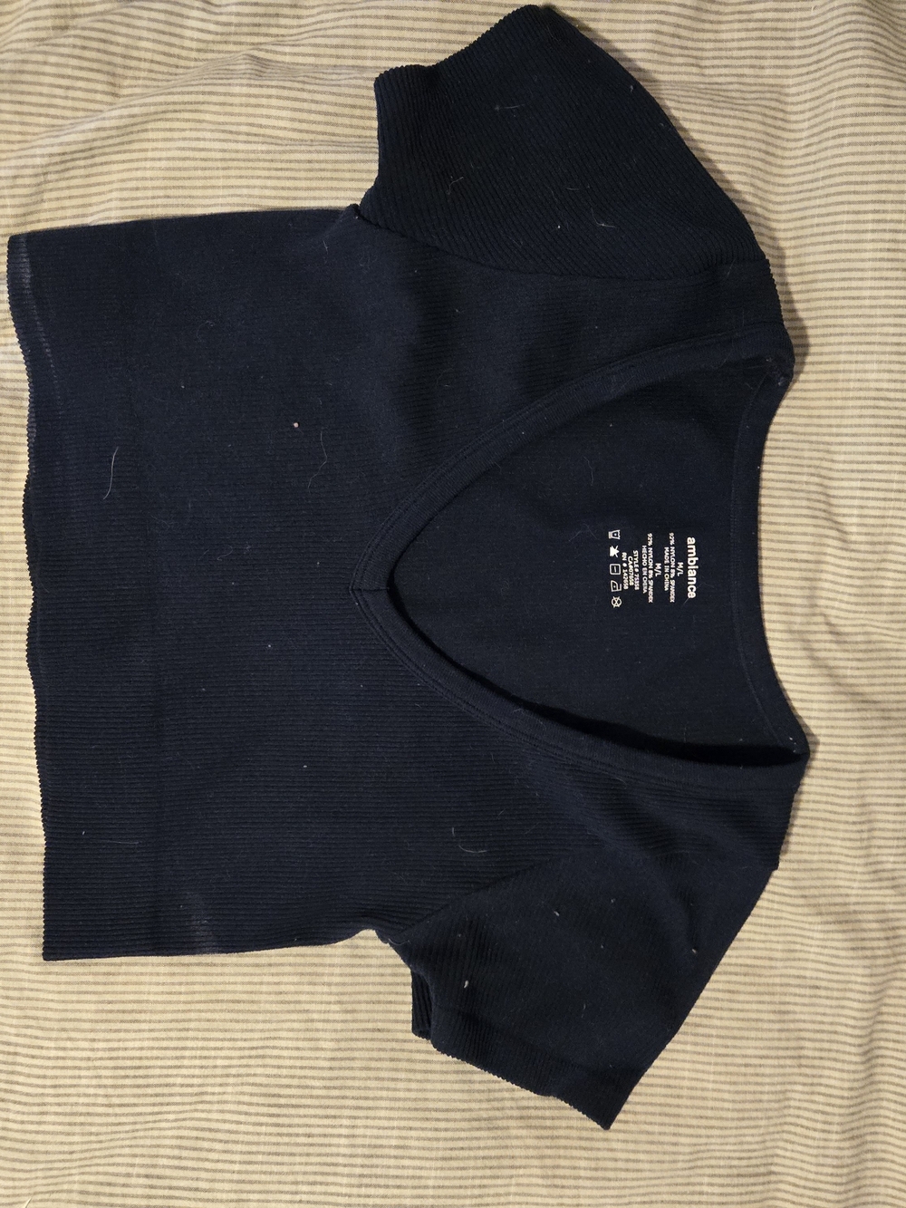 Urban Planet Navy Ribbed V-Neck Short Sleeve Crop Top